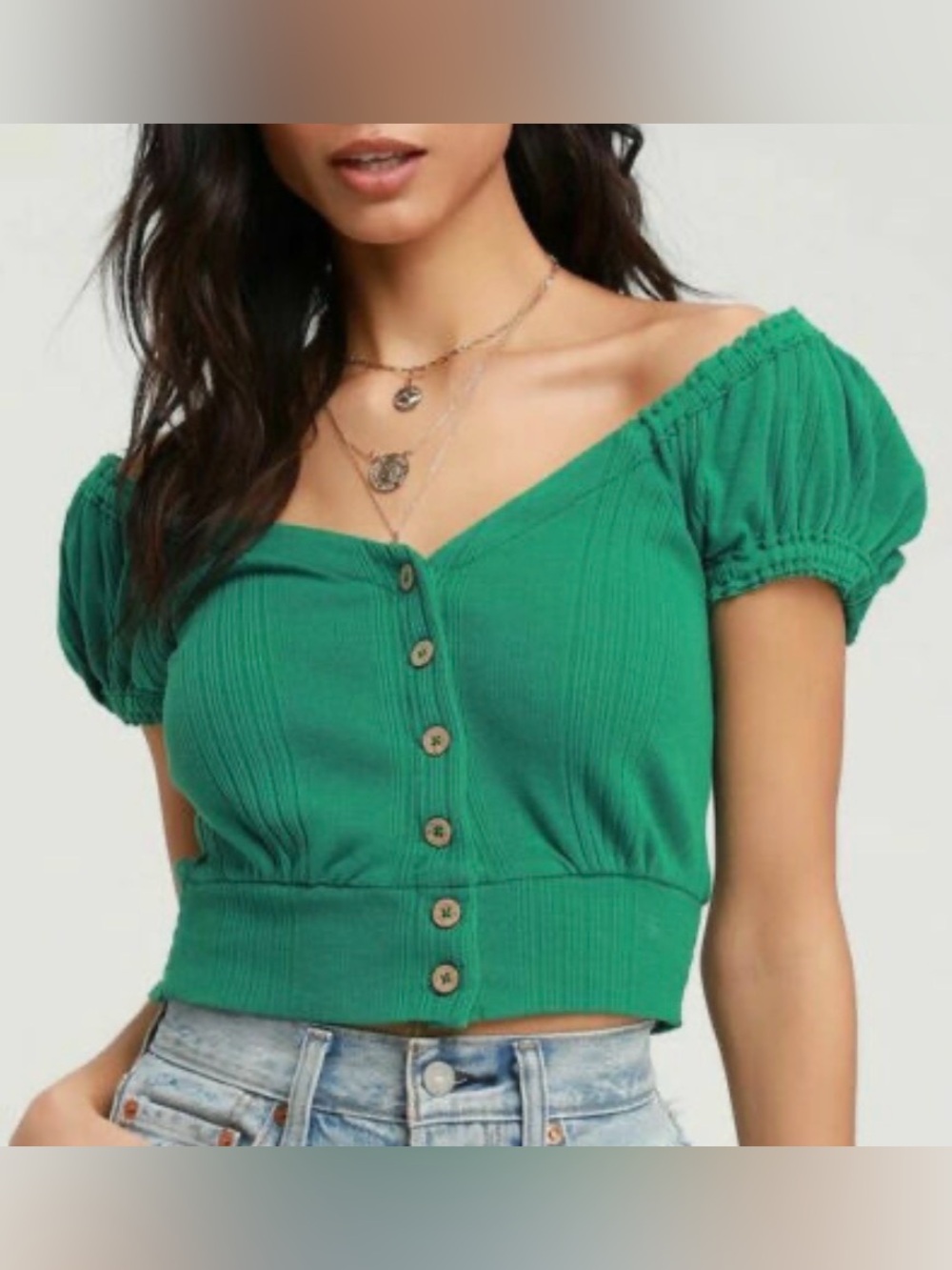 Free People Womens Brighter Days Top Slim Green